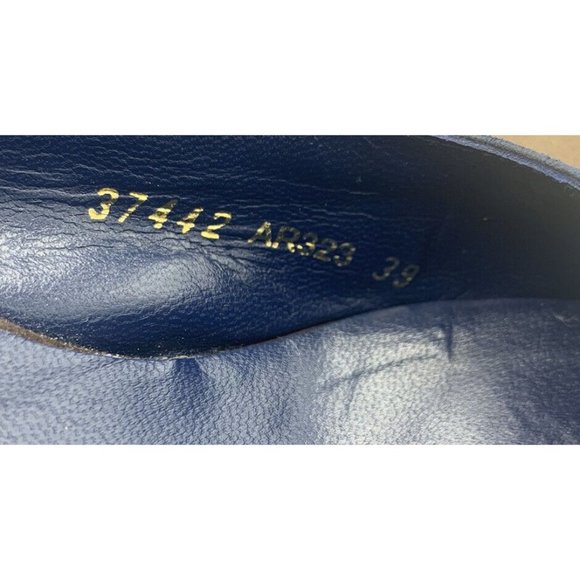 Boden Size 39 (US Size 8) Dark Blue & Beige Leather Slingback Wedges - Picture 8 of 8